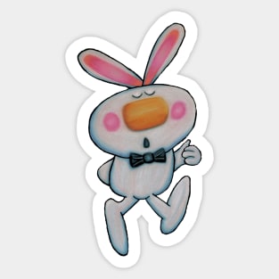 Cute White Bunny Rabbit Thumbs Up Sign Sticker